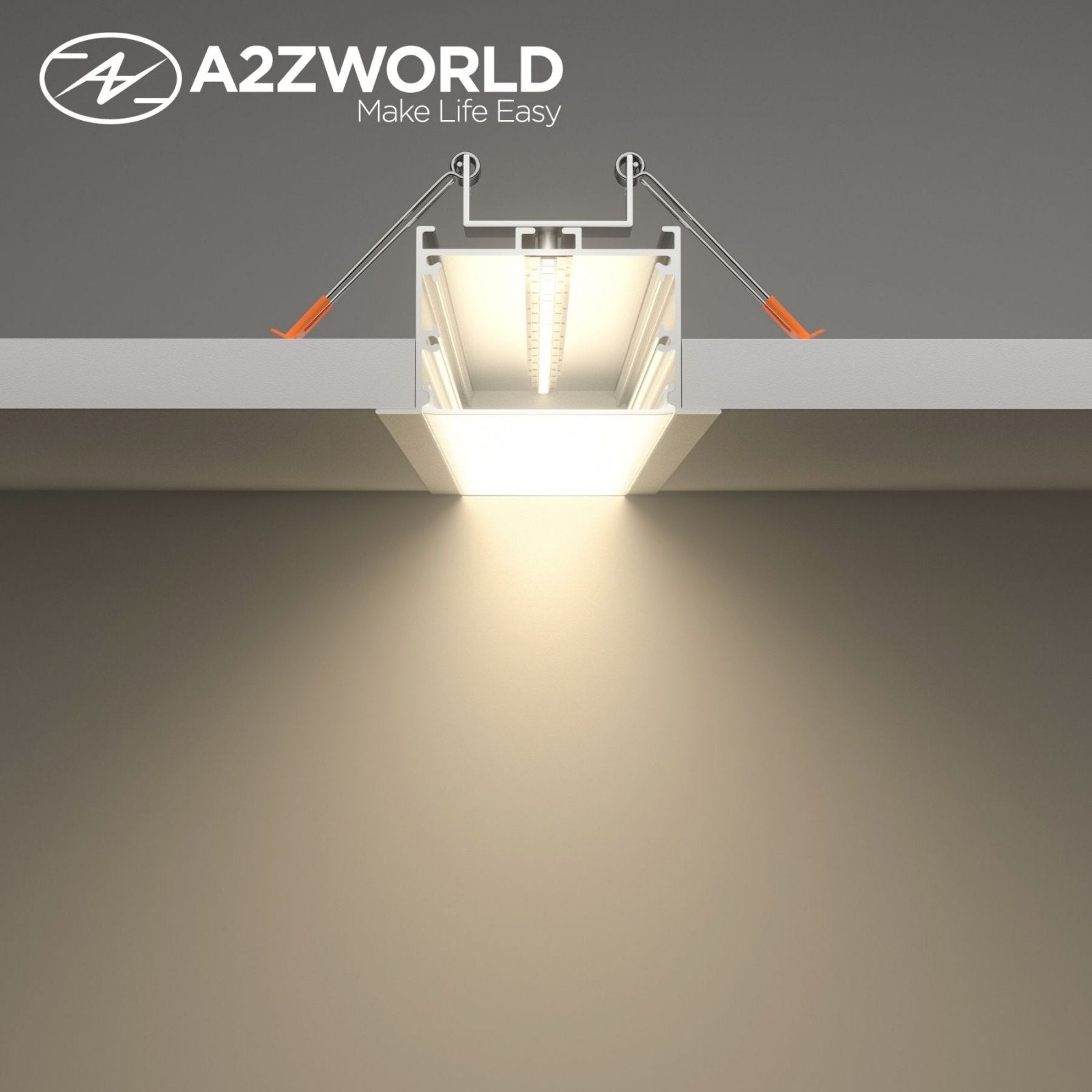 Kit Profilo Alluminio Completo Da 2 Metri Per Striscia Led, Super Larga e Alta Da Incasso, Dimensione 63.5*35mm, Larghezza Interna 44mm, 515g/m, Copertura Opale, Tappi Chiusura e Clip Fissaggio Incluso