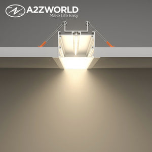 Kit Profilo Alluminio Completo Da 2 Metri Per Striscia Led, Super Larga e Alta Da Incasso, Dimensione 63.5*35mm, Larghezza Interna 44mm, 515g/m, Copertura Opale, Tappi Chiusura e Clip Fissaggio Incluso