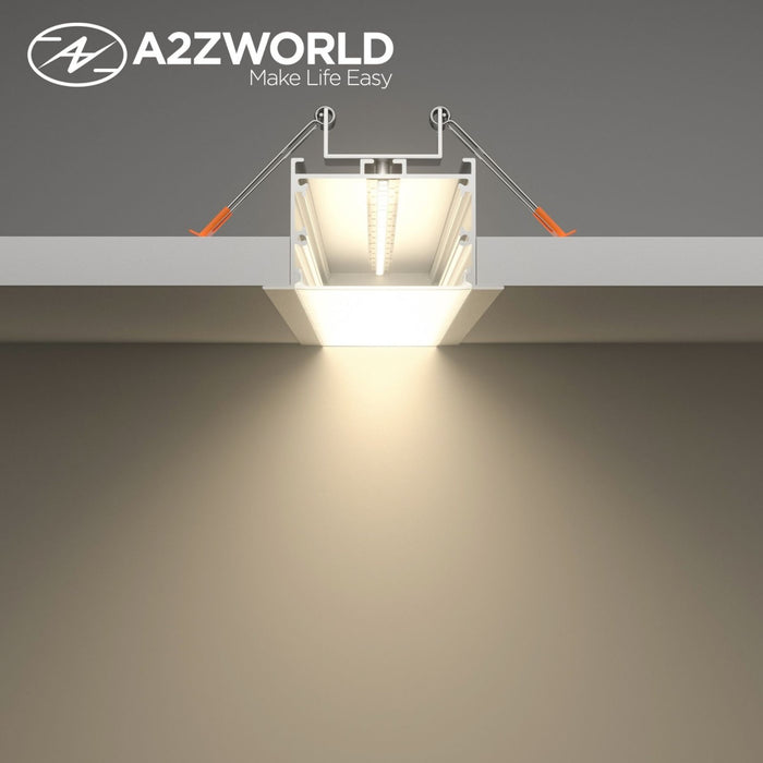 Kit Profilo Alluminio Completo Da 2 Metri Per Striscia Led, Super Larga e Alta Da Incasso, Dimensione 63.5*35mm, Larghezza Interna 44mm, 515g/m, Copertura Opale, Tappi Chiusura e Clip Fissaggio Incluso