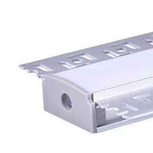 Kit Profilo LED Incasso Cartongesso 2M, Larga da Incasso con Alette a Scomparsa, 64,2x13,8mm, Interno 20mm, Copertura Opaca, Tappi Chiusura e Clip Fissaggio Inclusi BAV3359