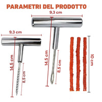Kit Ripara Gomme Pneumatici Tubeless Riparazione Foratura Auto Moto ScooterArt.5326