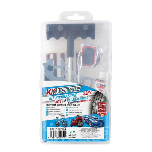Kit Riparazione per Pneumatici Bicicletta Riparazione Camera d'Aria Bici Auto Moto Veicoli con Pneumatici in Gomma Kit da 22 Pezzi