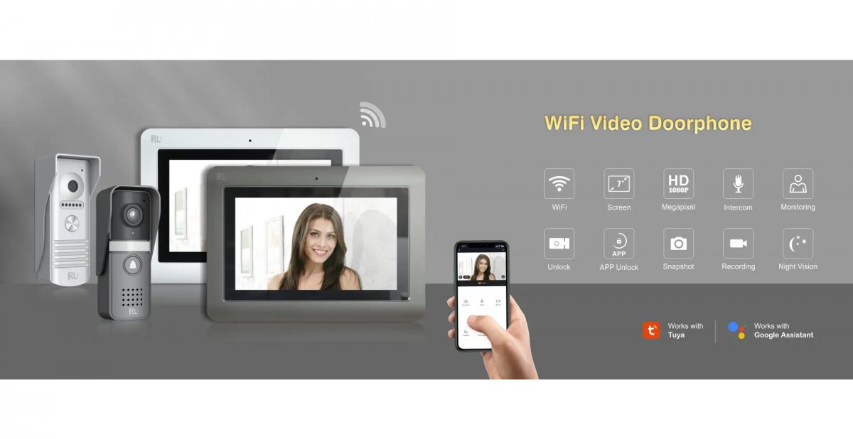 Kit Videocitofono 2 Fili familiare Monitor 7 pollici Grey wifi smart app Tuya