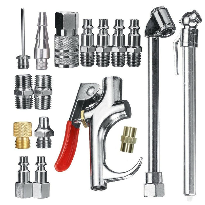 Kit accessori compressore ad aria compressa set 17 pz  raccordi innesti 1/4