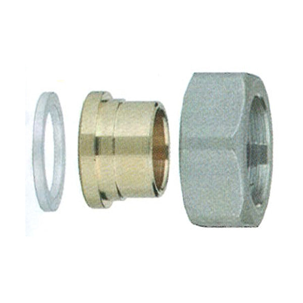 Kit attacco a saldare 3/4" - misura 14, dado, codolo, guarnizione in alluminio, GAS BOX. MADE IN ITALY