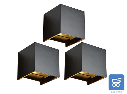 Kit da 3 Lampade da parete a LED 12 W 4000K IP65 LED per Interni ed Esterni Fascio di Luce Regolabile Bianco Naturale - EX DEMO