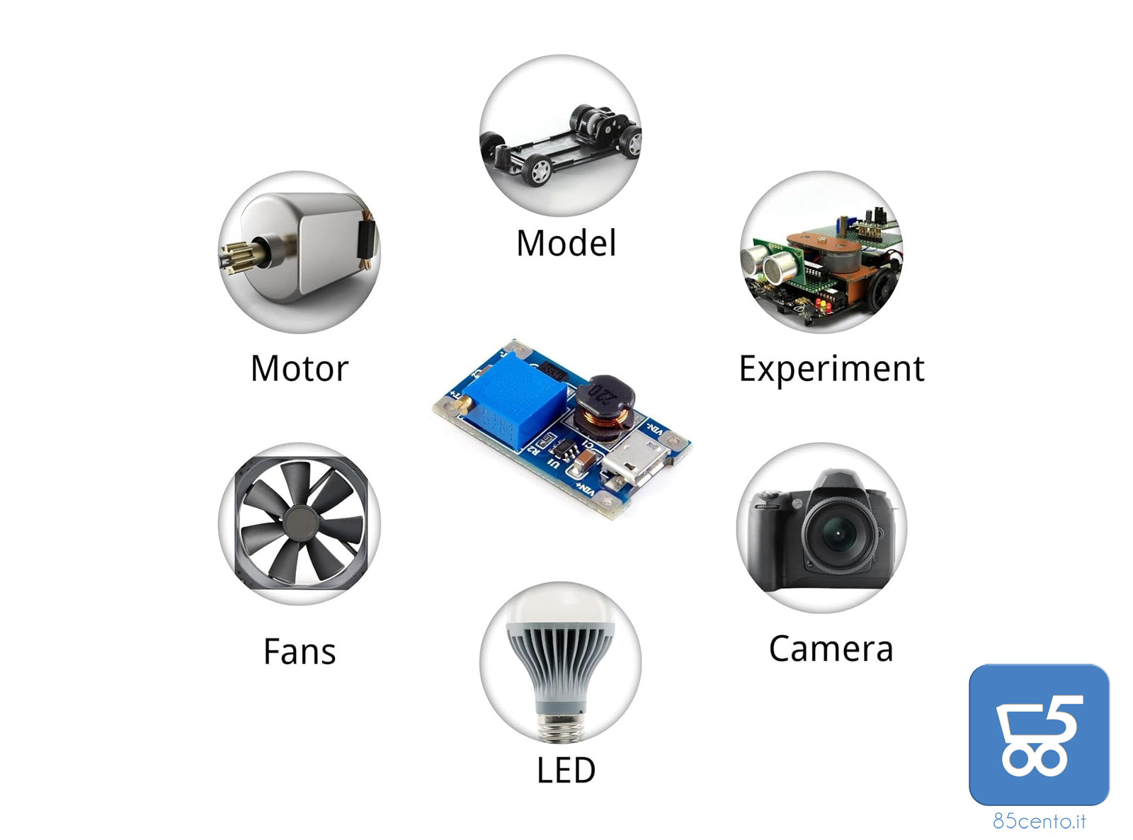 Kit da 5 DC-DC Step Up Boost Converter 2V-24V fino a 5V-26V 2A Micro USB Voltage Regulator Compatibile con Arduino