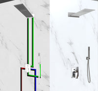 Kit doccia a tre vie , miscelatore soffione, cascata e doccetta Sicena Melop