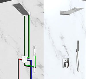 Kit doccia a tre vie , miscelatore soffione, cascata e doccetta Sicena Melop