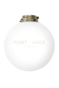 Kit luce in vetro bianco con portalampada cromo spazzolato attacco E27 diametro 25cm per ventilatori