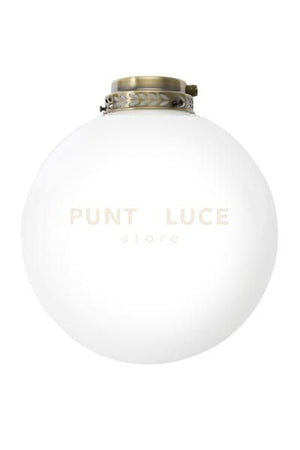 Kit luce in vetro bianco con portalampada cromo spazzolato attacco E27 diametro 25cm per ventilatori