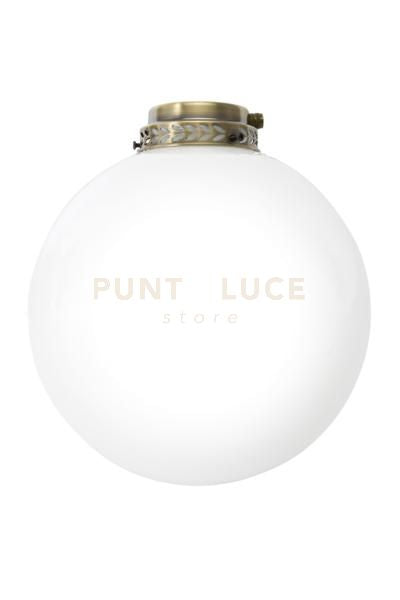 Kit luce in vetro bianco con portalampada cromo spazzolato attacco E27 diametro 25cm per ventilatori