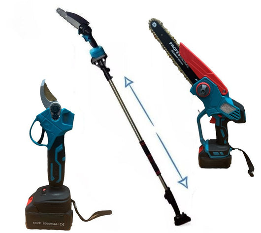 Kit potatura forbice cesoia motosega 8" a batteria 68V + asta telescopica BLX-125