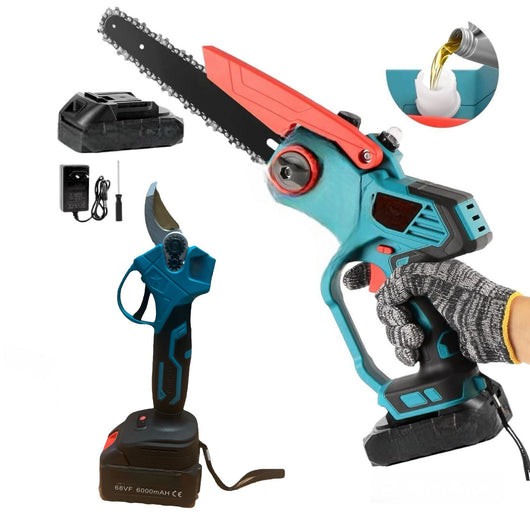 Kit potatura forbice cesoia motosega 8" a batteria 68V + asta telescopica BLX-125