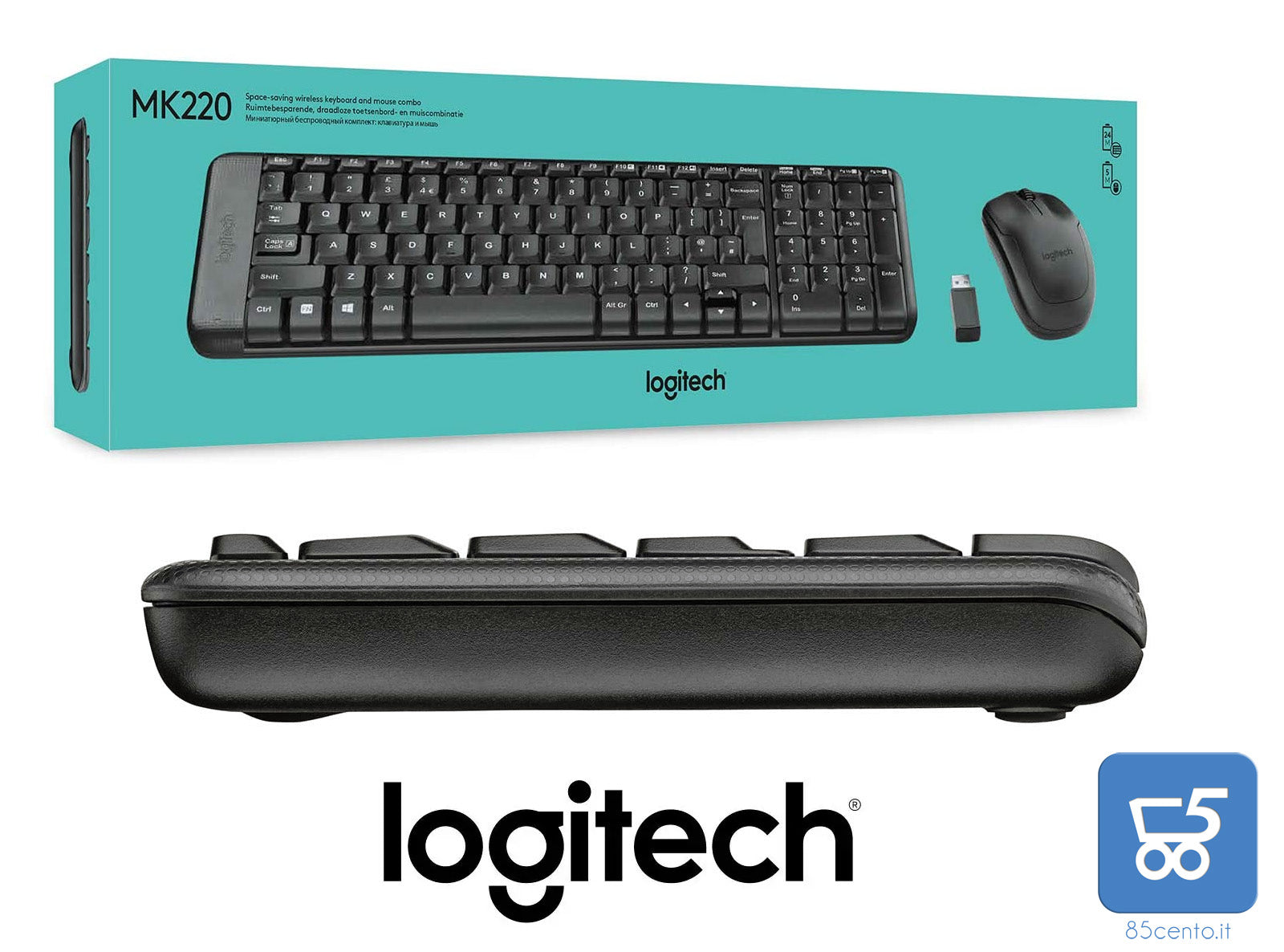 Kit professionale Mouse Tastiera Logitech MK220 senza fili Wireless PC MAC WINDOWS NVR