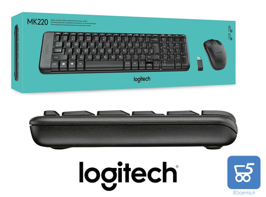 Kit professionale Mouse Tastiera Logitech MK220 senza fili Wireless PC MAC WINDOWS NVR
