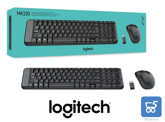 Kit professionale Mouse Tastiera Logitech MK220 senza fili Wireless PC MAC WINDOWS NVR