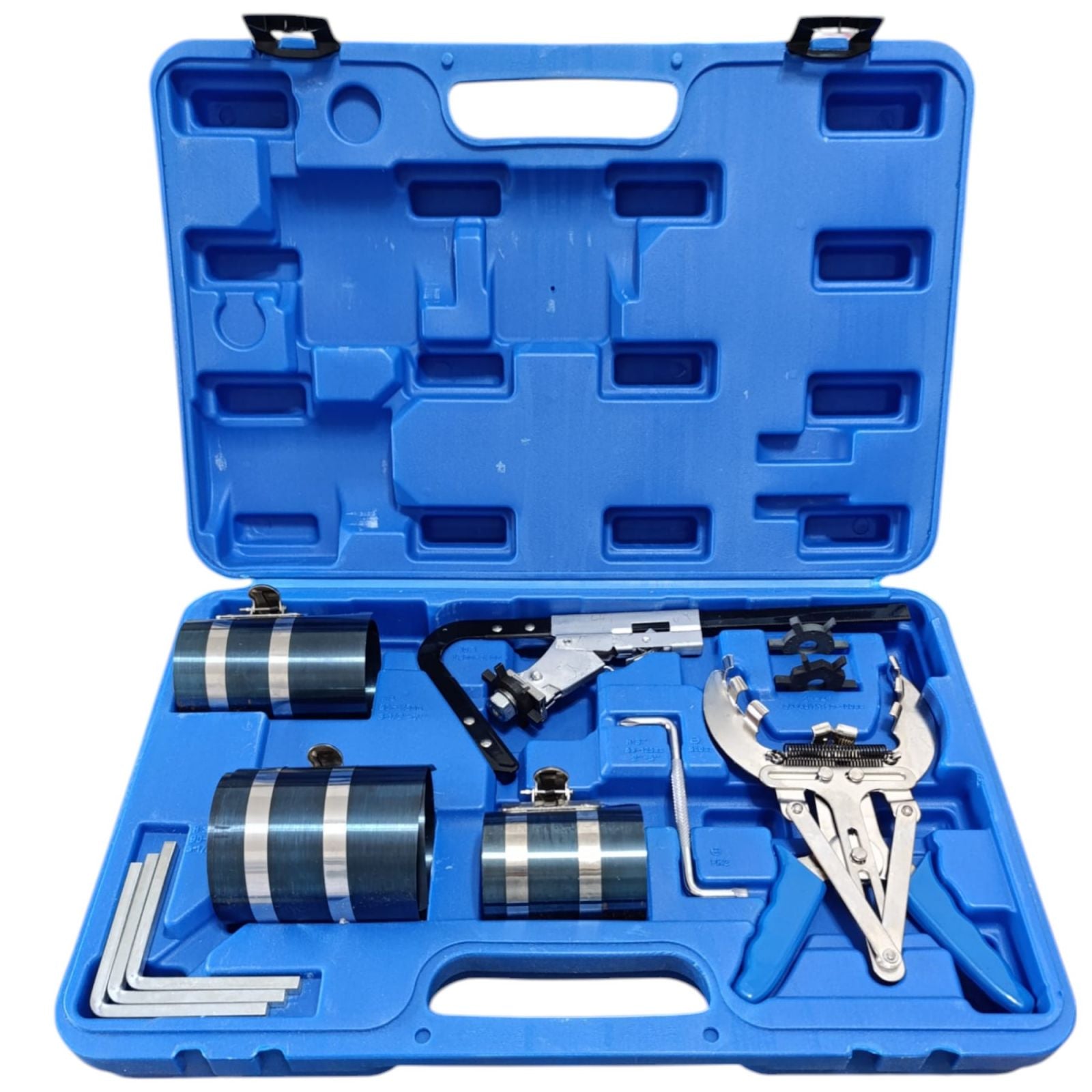 Kit pulizia sede fasce pistoni, Kit comprimi fasce elastiche, pinza per fasce