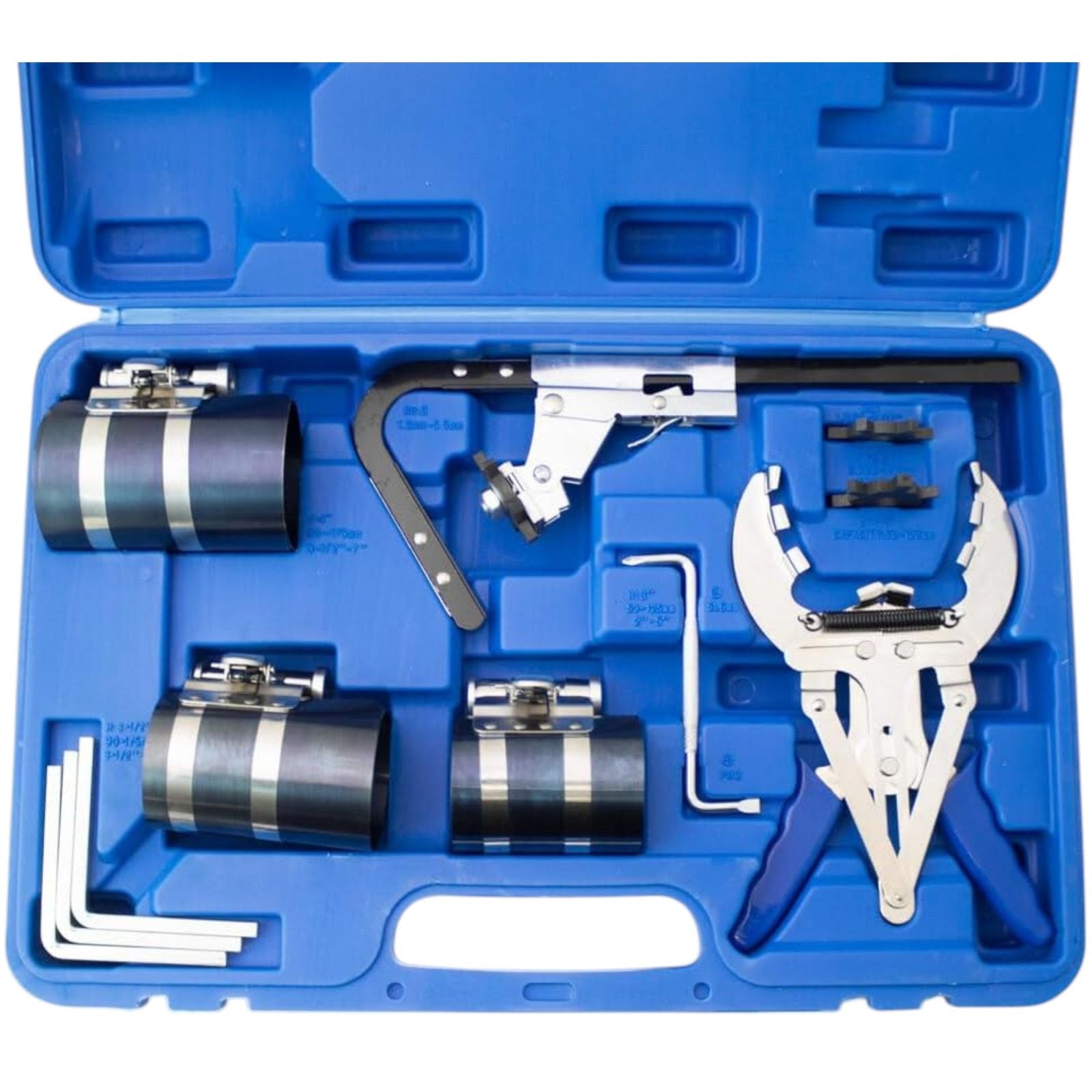 Kit pulizia sede fasce pistoni, Kit comprimi fasce elastiche, pinza per fasce