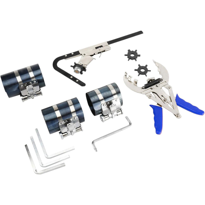 Kit pulizia sede fasce pistoni, Kit comprimi fasce elastiche, pinza per fasce