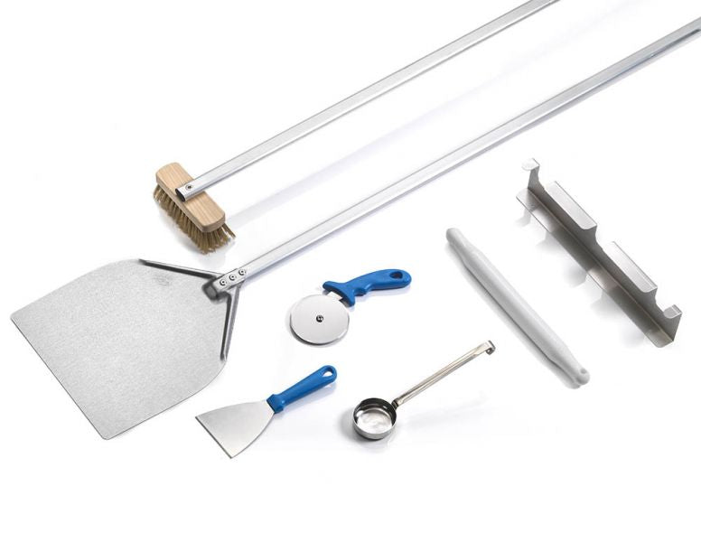 Kit set 7 pz pizza fatta in casa lungh. 120 cm acciaio alluminato Made in Italy