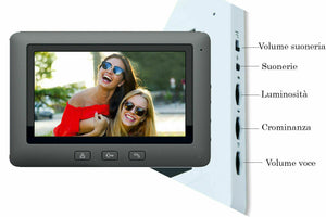 Kit videocitofono monofamiliare monitor 7" telecamera 4 led apriporta RLC07L