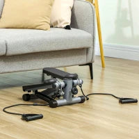 Mini stepper con bande di resistenza, display LCD e pedali antiscivolo, 41 x 30,5 x 18,5 cm, grigio