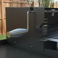Barbecue a Carbone a 3 Livelli con Mensole Pieghevoli e Girarrosto, in Acciaio Inox, 118x32x90 cm, Nero