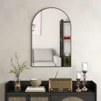 Specchio da Bagno ad Arco in Lega di Alluminio e Vetro 60x90 cm per Camera e Soggiorno, Nero