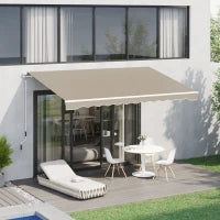 Tenda da Sole 4x2.5 m Avvolgibile a Manovella con Copertura Impermeabile, in Metallo e Alluminio, Beige