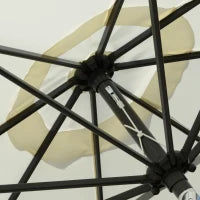 Ombrellone Rotondo Inclinabile con Manovella, in Alluminio, Metallo e Poliestere, Ø266x248.5 cm, Bianco Crema