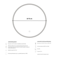 Specchio 5 mm tondo led interruttore touch struttura pvc pannello mdf *** misura Ã˜70, tonalità dimmerabile 2700-450...