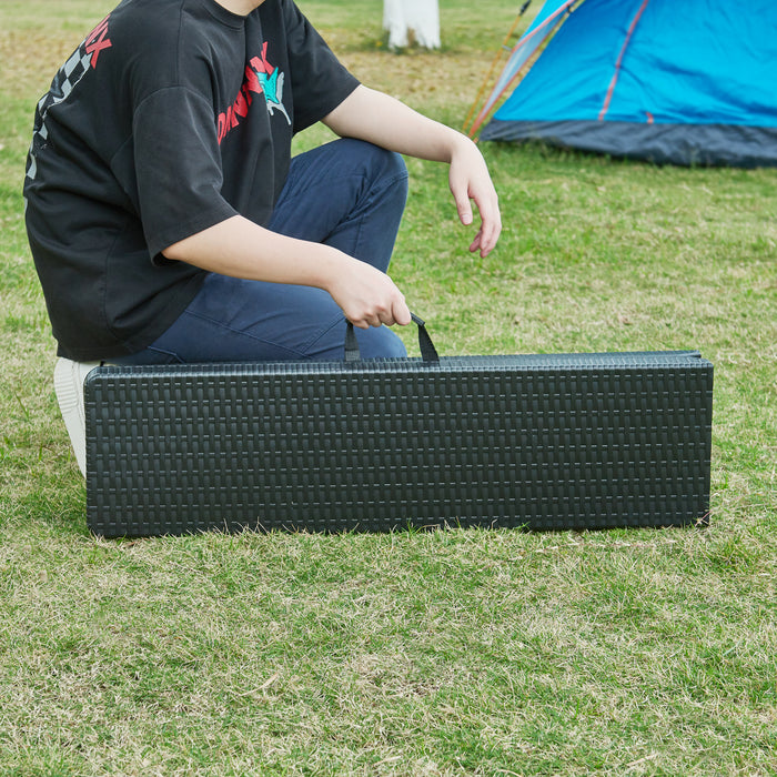 Set di 2 Panche Pieghevoli Mark 180 x 25 x 43 cm Nero Effetto Rattan [en.casa]