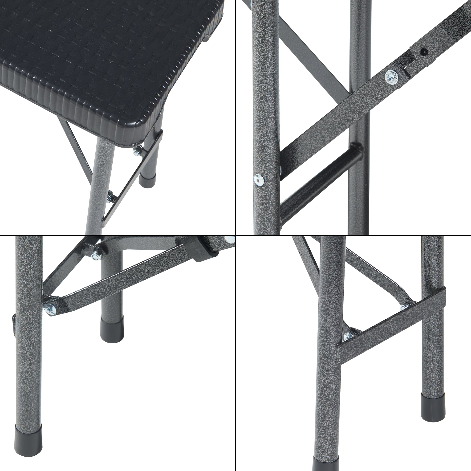 Set di 2 Panche Pieghevoli Mark 180 x 25 x 43 cm Nero Effetto Rattan [en.casa]