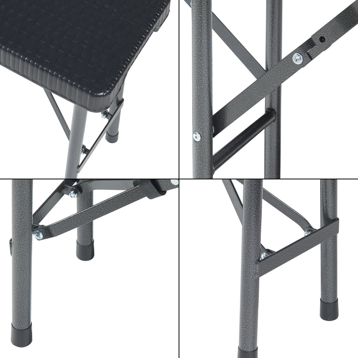 Set di 2 Panche Pieghevoli Mark 180 x 25 x 43 cm Nero Effetto Rattan [en.casa]