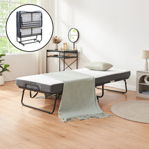 Letto Pieghevole Borjavle con Materasso in Schiuma a Memoria 90x200 cm Brandina Singola con Rotelle [en.casa]