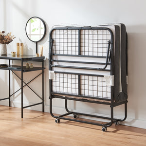 Letto Pieghevole Borjavle con Materasso in Schiuma a Memoria 90x200 cm Brandina Singola con Rotelle [en.casa]