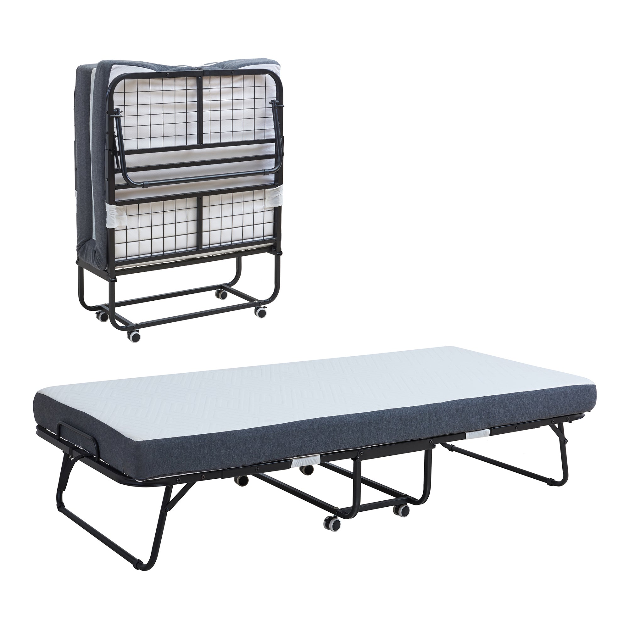 Letto Pieghevole Borjavle con Materasso in Schiuma a Memoria 90x200 cm Brandina Singola con Rotelle [en.casa]