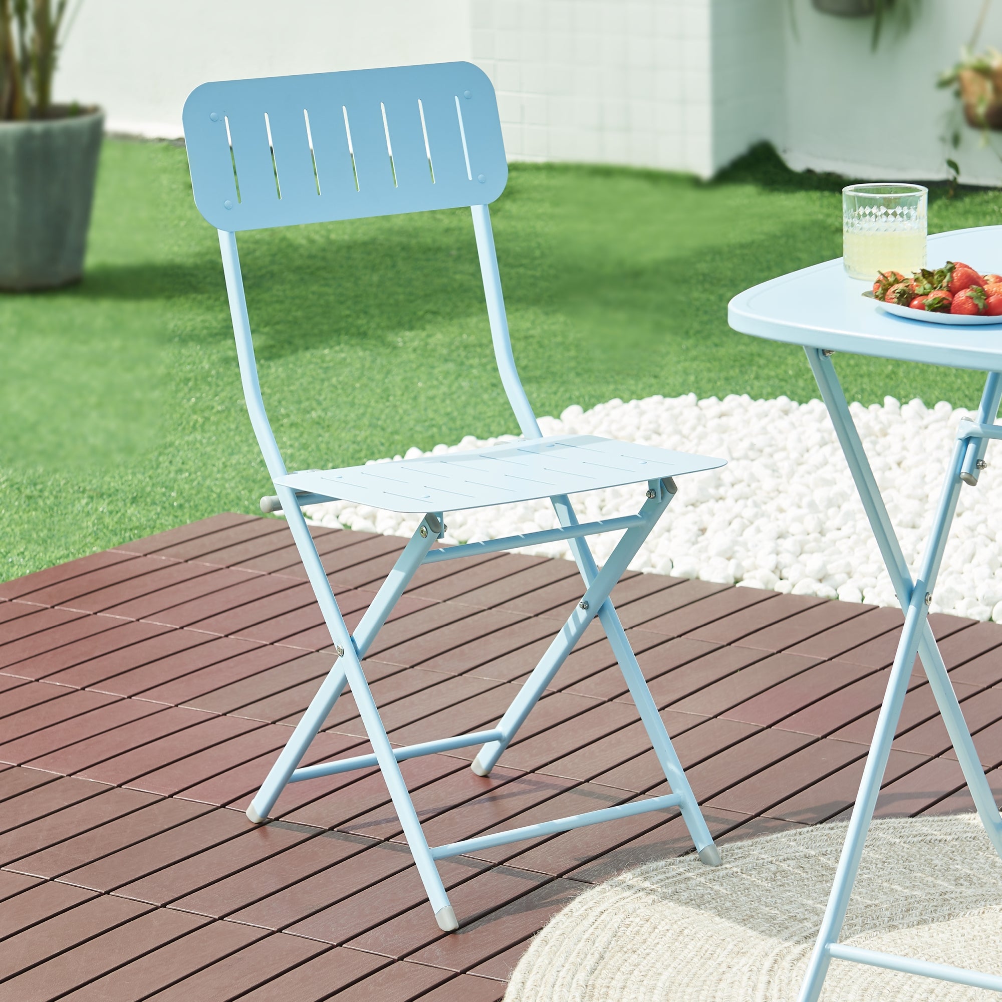 Set Sande di 2 Sedie Pieghevoli - Azzurro [en.casa]