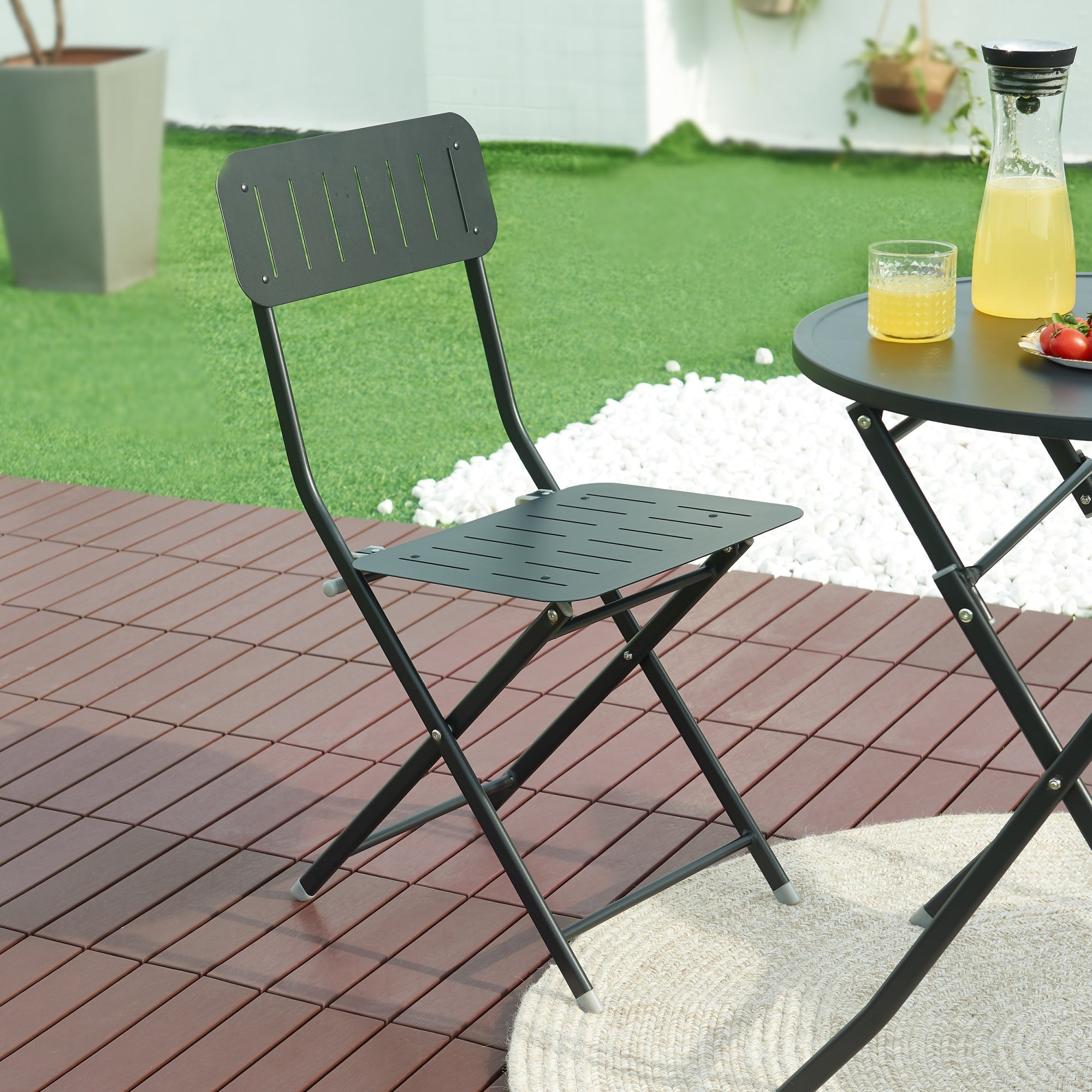 Set Sande di 2 Sedie Pieghevoli - Nero [en.casa]