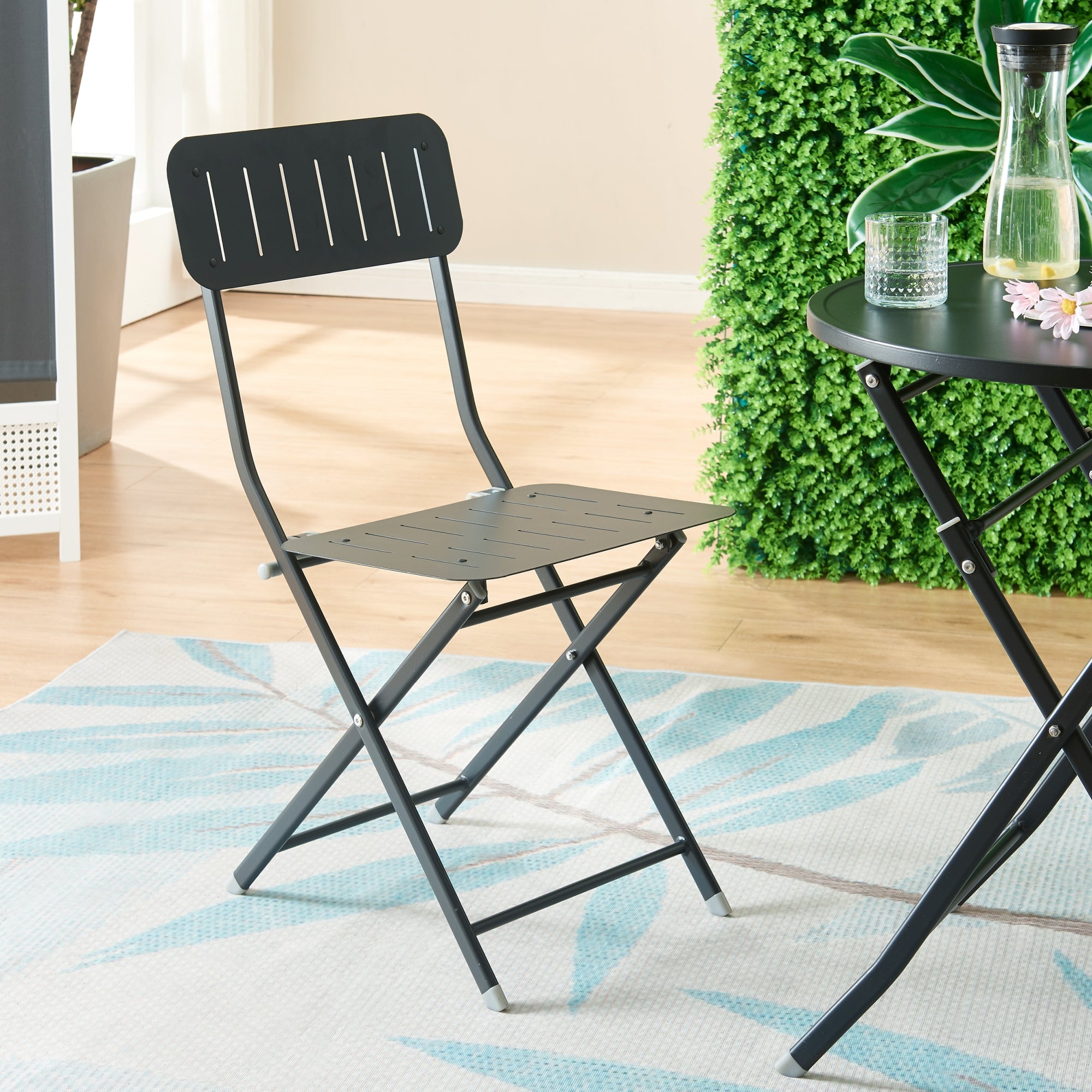 Set Sande di 2 Sedie Pieghevoli - Nero [en.casa]