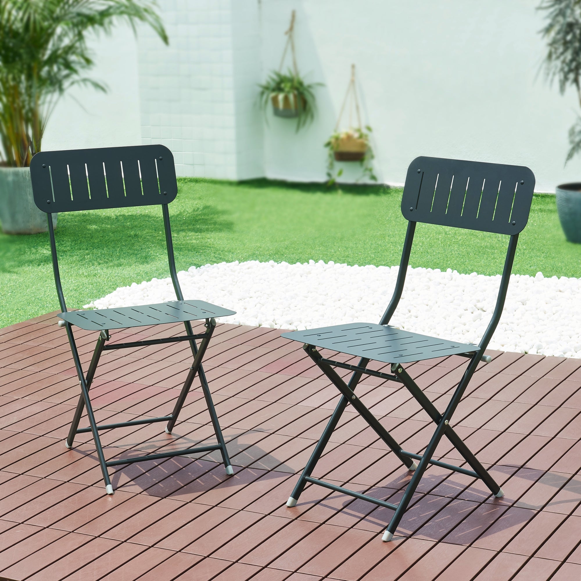 Set Sande di 2 Sedie Pieghevoli - Nero [en.casa]