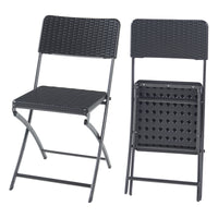 Set Mark di 2 Sedie Pieghevoli - Nero Effetto Rattan [en.casa]