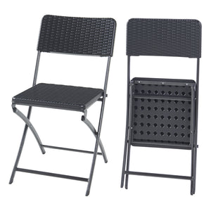 Set Mark di 2 Sedie Pieghevoli - Nero Effetto Rattan [en.casa]