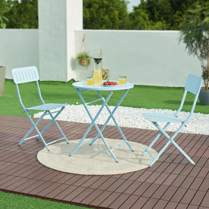 Tavolo Pieghevole Sande con Piano Rotondo - Azzurro [en.casa]