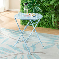 Tavolo Pieghevole Sande con Piano Rotondo - Azzurro [en.casa]