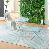 Tavolo Pieghevole Sande con Piano Rotondo - Azzurro [en.casa]