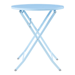 Tavolo Pieghevole Sande con Piano Rotondo - Azzurro [en.casa]