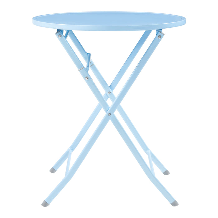 Tavolo Pieghevole Sande con Piano Rotondo - Azzurro [en.casa]