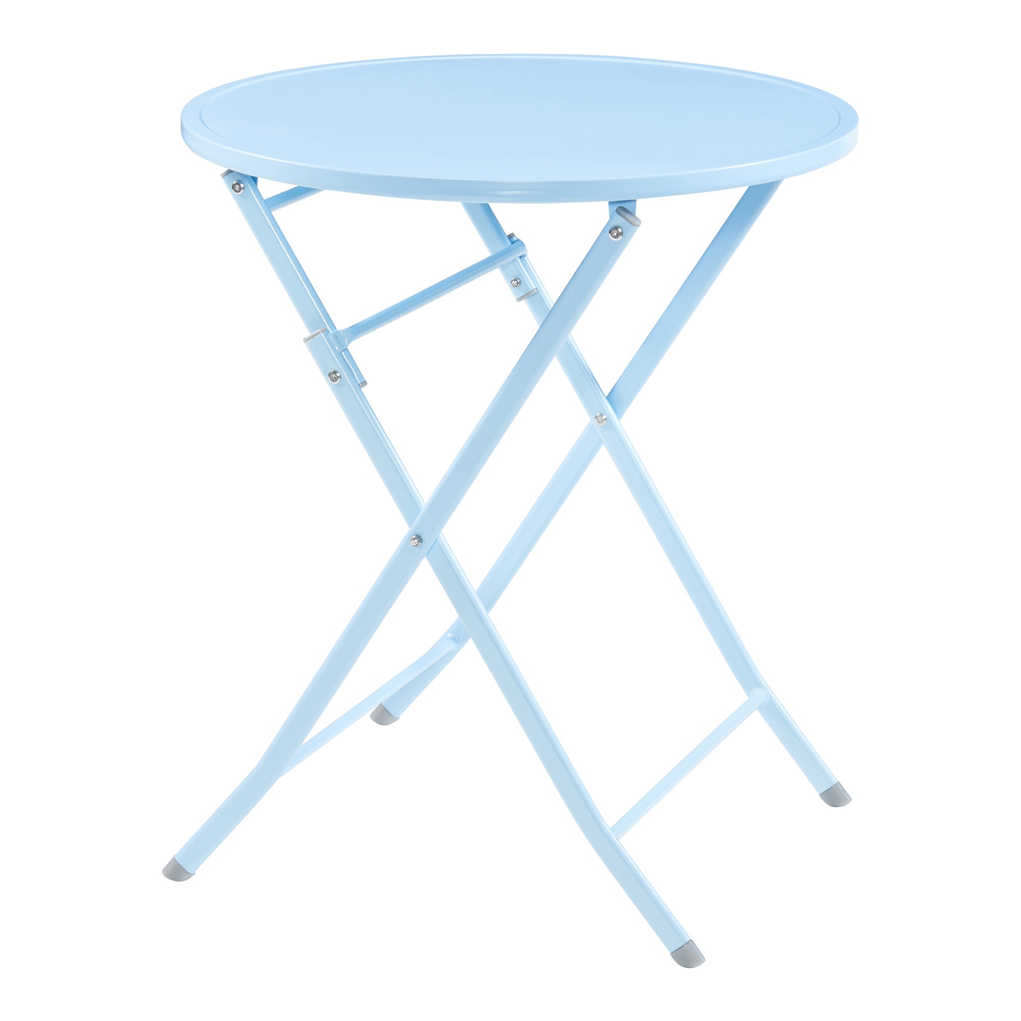 Tavolo Pieghevole Sande con Piano Rotondo - Azzurro [en.casa]